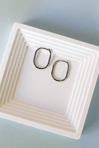 Silver Oval Hoop Earrings 