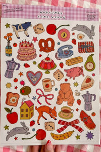 Large Illustrated Scrapbooking Sticker Sheet