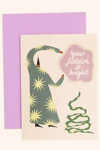 Your Future is Bright Card with wizard and snake