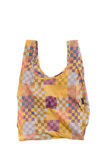 Yellow pink checkered baggu reusable bag