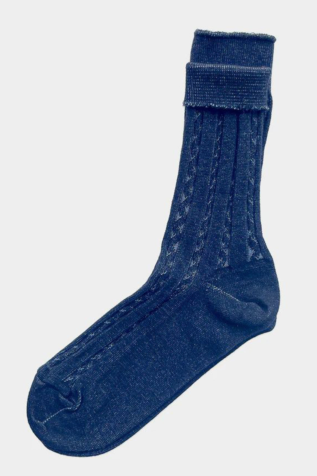 Cable Knit Dress Socks - Navy