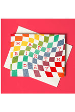Load image into Gallery viewer, Happy Birthday written in a rainbow checkered board