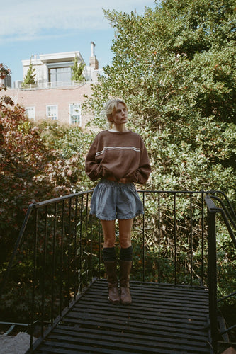 I Can't Believe It's Not Vintage Cewneck - Brown Stripe