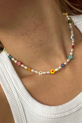 Millefiori Pearl Necklace