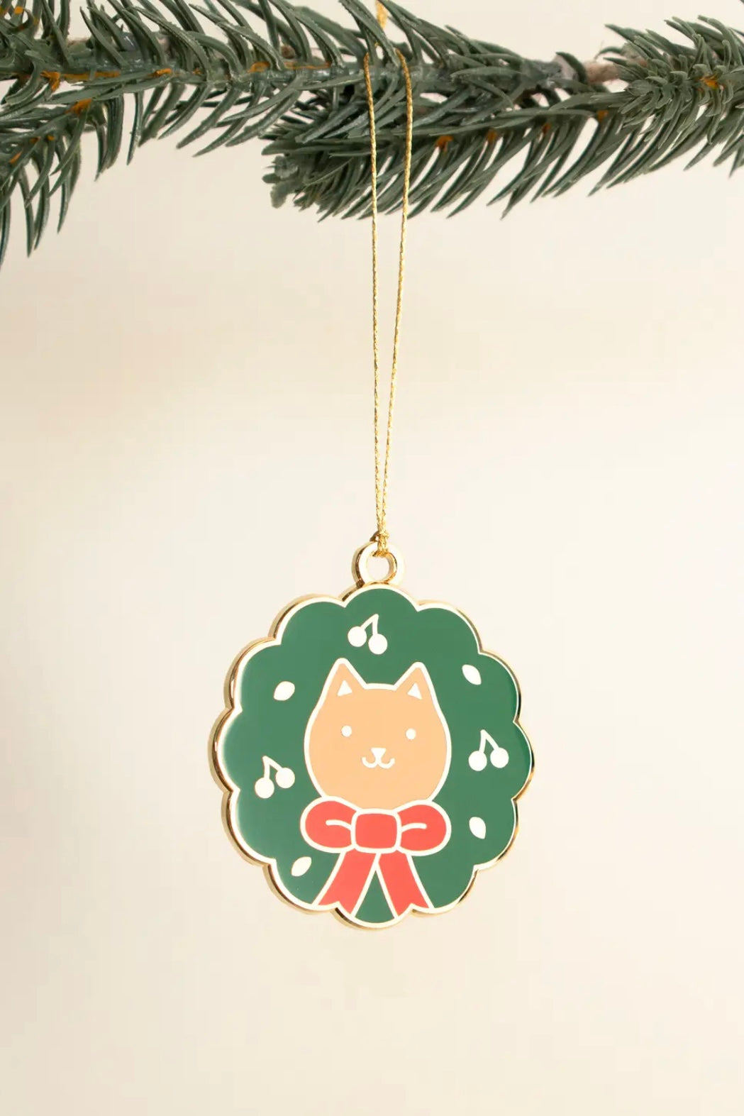 Wreath Cat Ornament