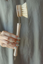 Load image into Gallery viewer, White Teakwood Dish Brush