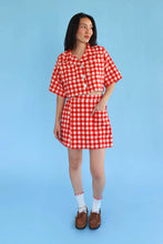 Load image into Gallery viewer, Shell Utility Skort - Gingham Fishies