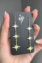 Load image into Gallery viewer, Three stars dangle earrings