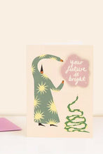 Load image into Gallery viewer, Wizard and Snake on card with &#39;Your future is bright&#39;