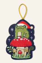 Load image into Gallery viewer, Frog Mushroom Embroidered Ornament