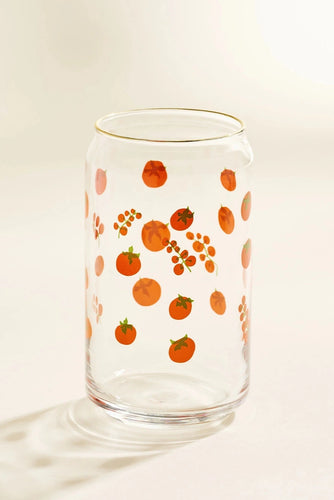 Tomato Gold Rimmed Soda Can Glass