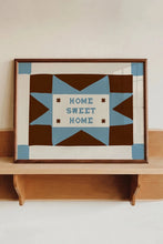 Load image into Gallery viewer, Home Sweet Home Patchwork Print - Blue &amp; Brown