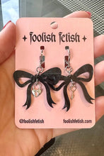 Load image into Gallery viewer, Heart Lock Bow Earrings
