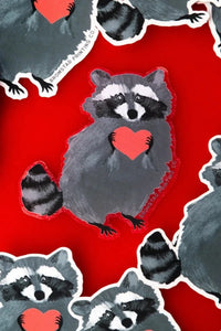 Raccoon Love Clear Sticker