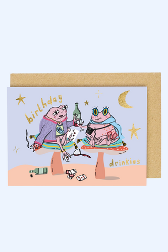 Frogs Birthday Drinkies Birthday Card