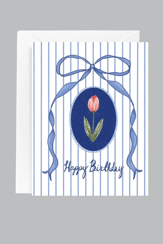 Bow and Tulip Birthday Card