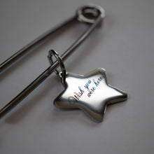 Load image into Gallery viewer, Oversized Safety Pin Keychain with Star Charm