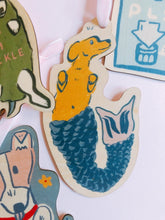 Load image into Gallery viewer, Wood Holiday Ornament - Mermaid Dog