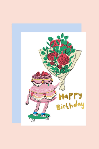 Cake On Skates Birthday Card