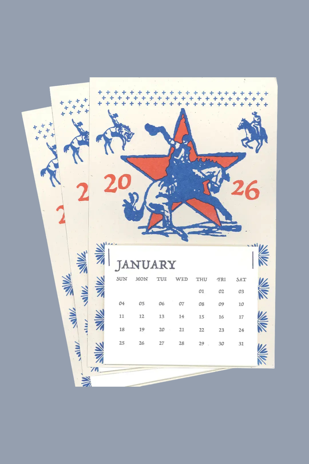 Western Cowboy 2026 Tear-Off Risograph Calendar
