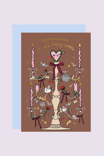 Congratulations Candelabra Wedding Card