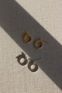 Silver and gold circle stud earrings