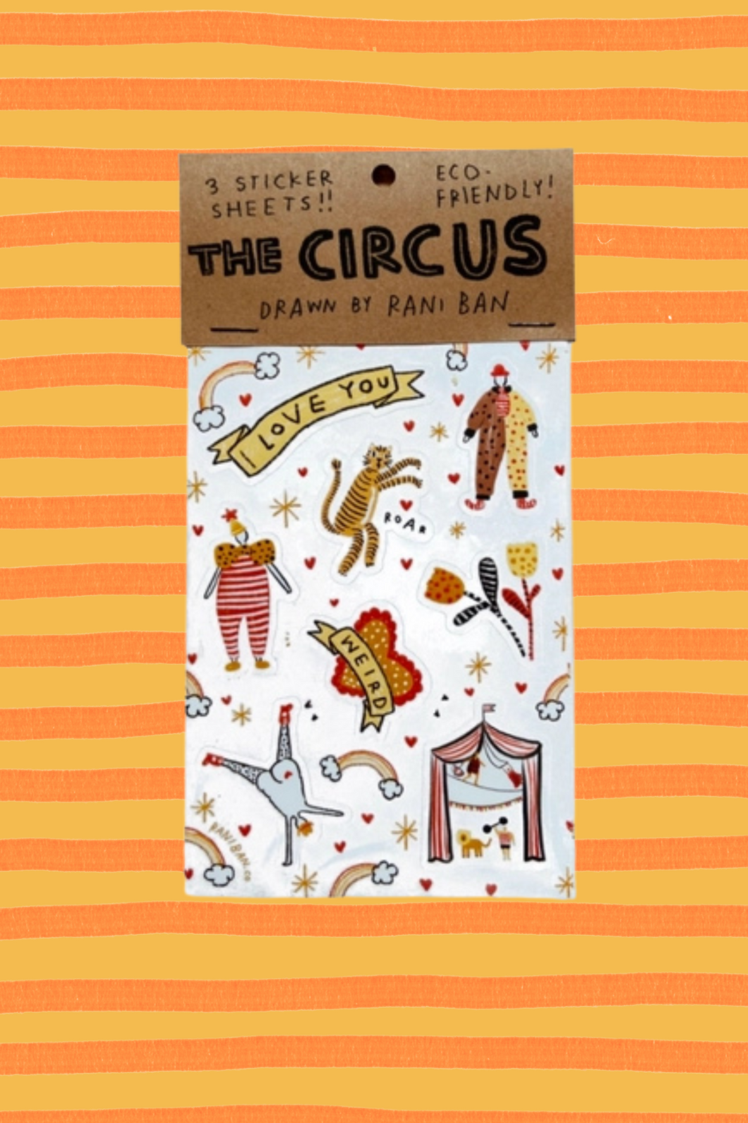 Circus Sticker Sheet - Pack of 3