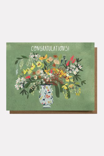 Congratulations Flower Vase Greeting Card