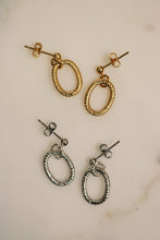 Load image into Gallery viewer, Gold and silver oval dangle earrings