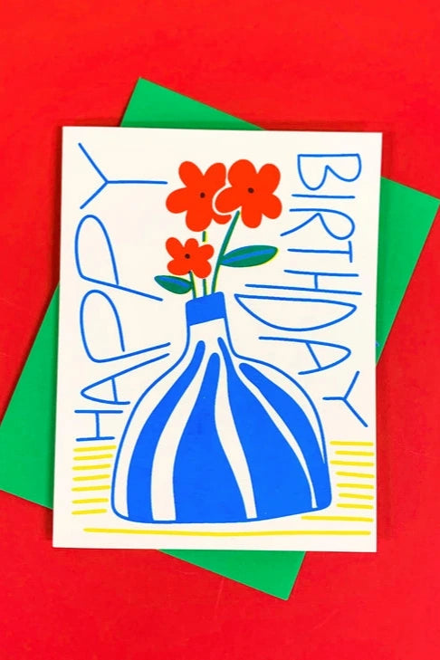Still Life Vase Happy Birthday Card