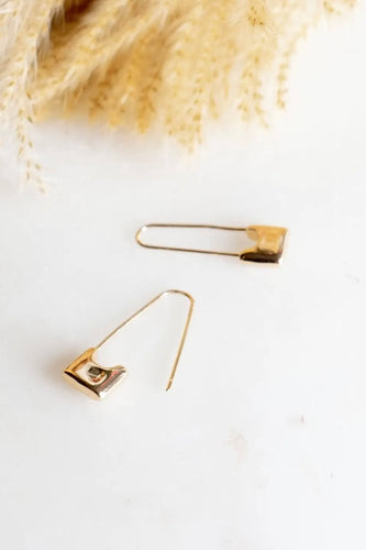 Safety Pin Earrings in Gold