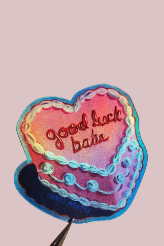 Good Luck Babe Heart Cake Sticker