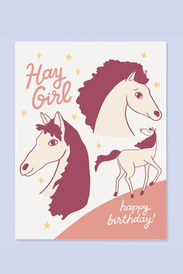 Hay Girl Happy Birthday Card