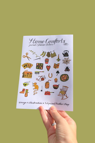Home Comforts A5 Sticker Sheet for Journals