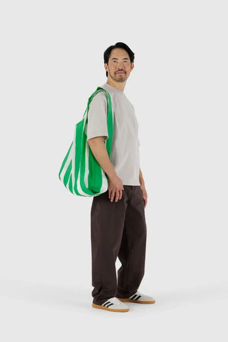 Big Baggu - Green Stripe Painted