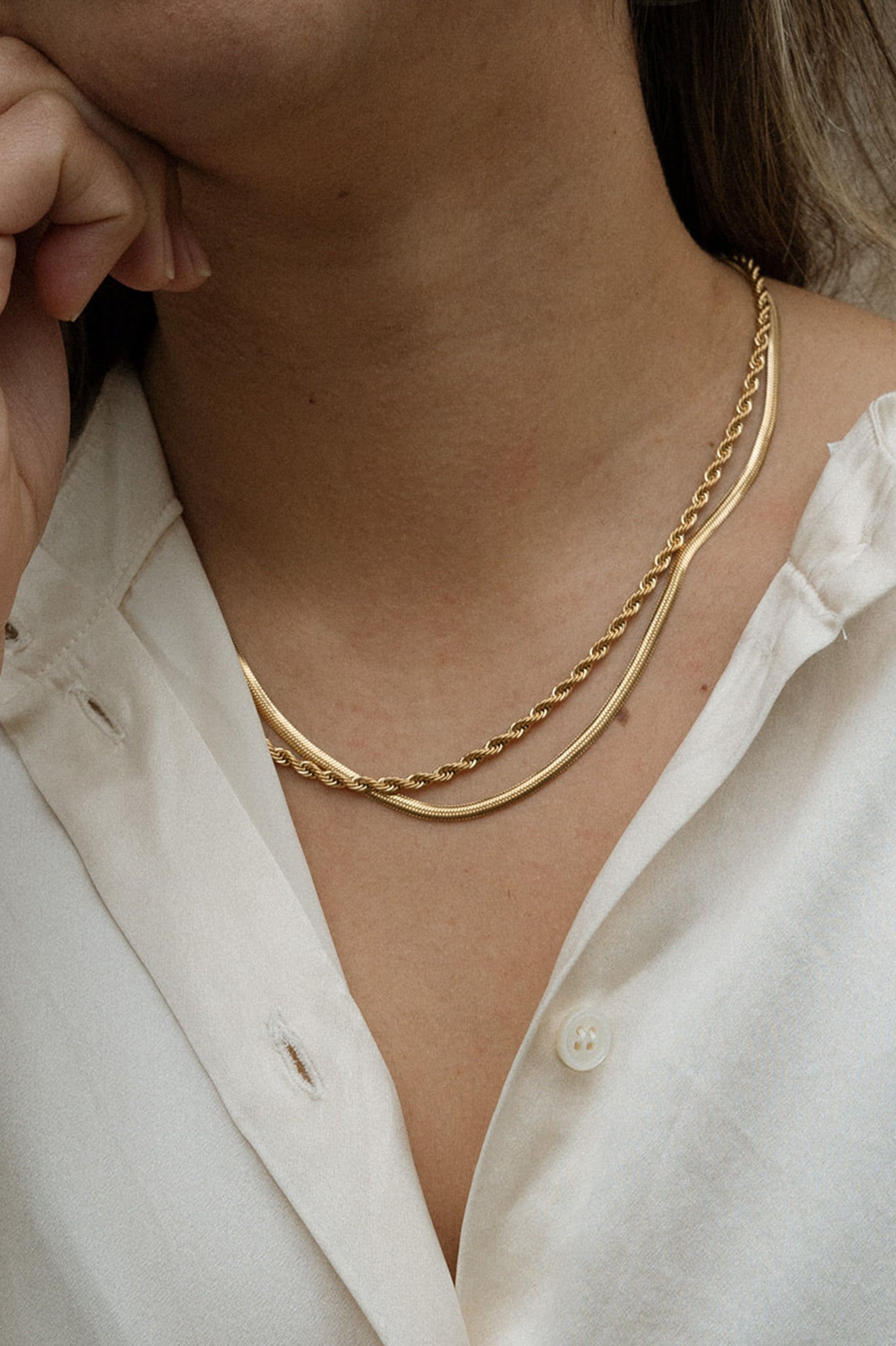 Long Thin Gold Chain Thin Gold Twist Chain – Luna Collective
