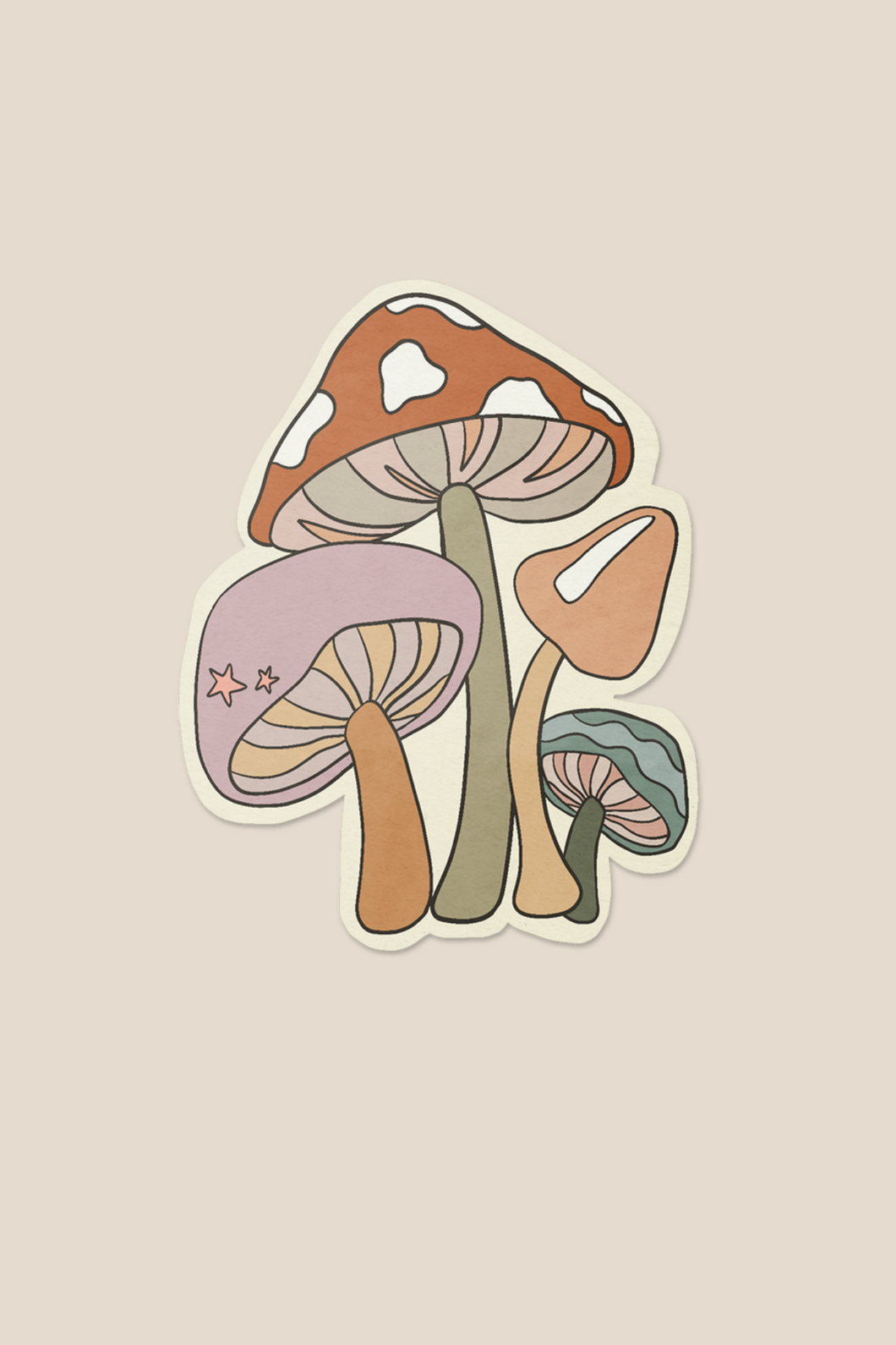 Pastel Mushrooms Sticker