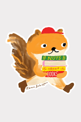 Nuts About Books Squirrel Sticker