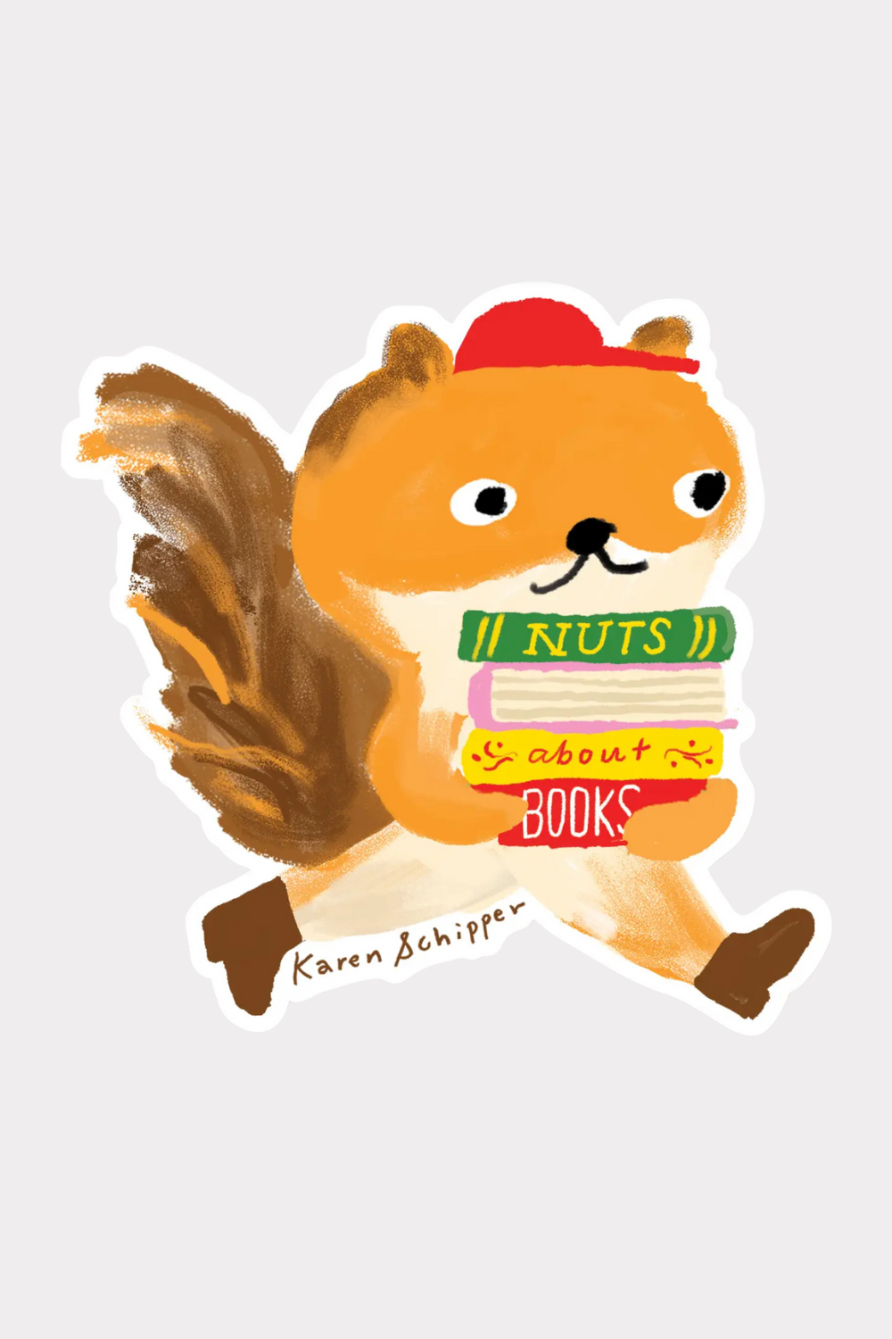 Nuts About Books Squirrel Sticker