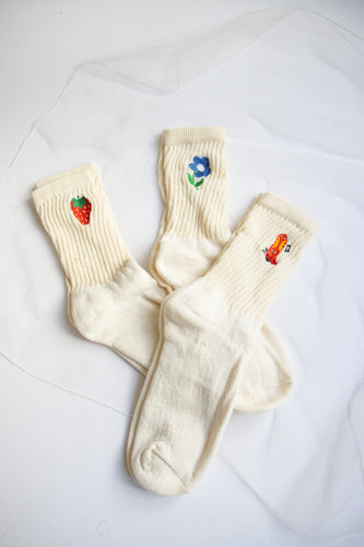 Ebroidered Organic Cotton Socks