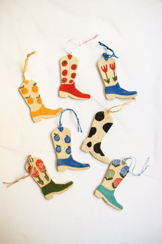 Ceramic Cowboy Boot Ornament