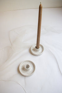 White Speckled Candle Holder