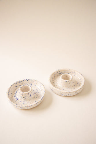 Blue Speckled Candle Holder
