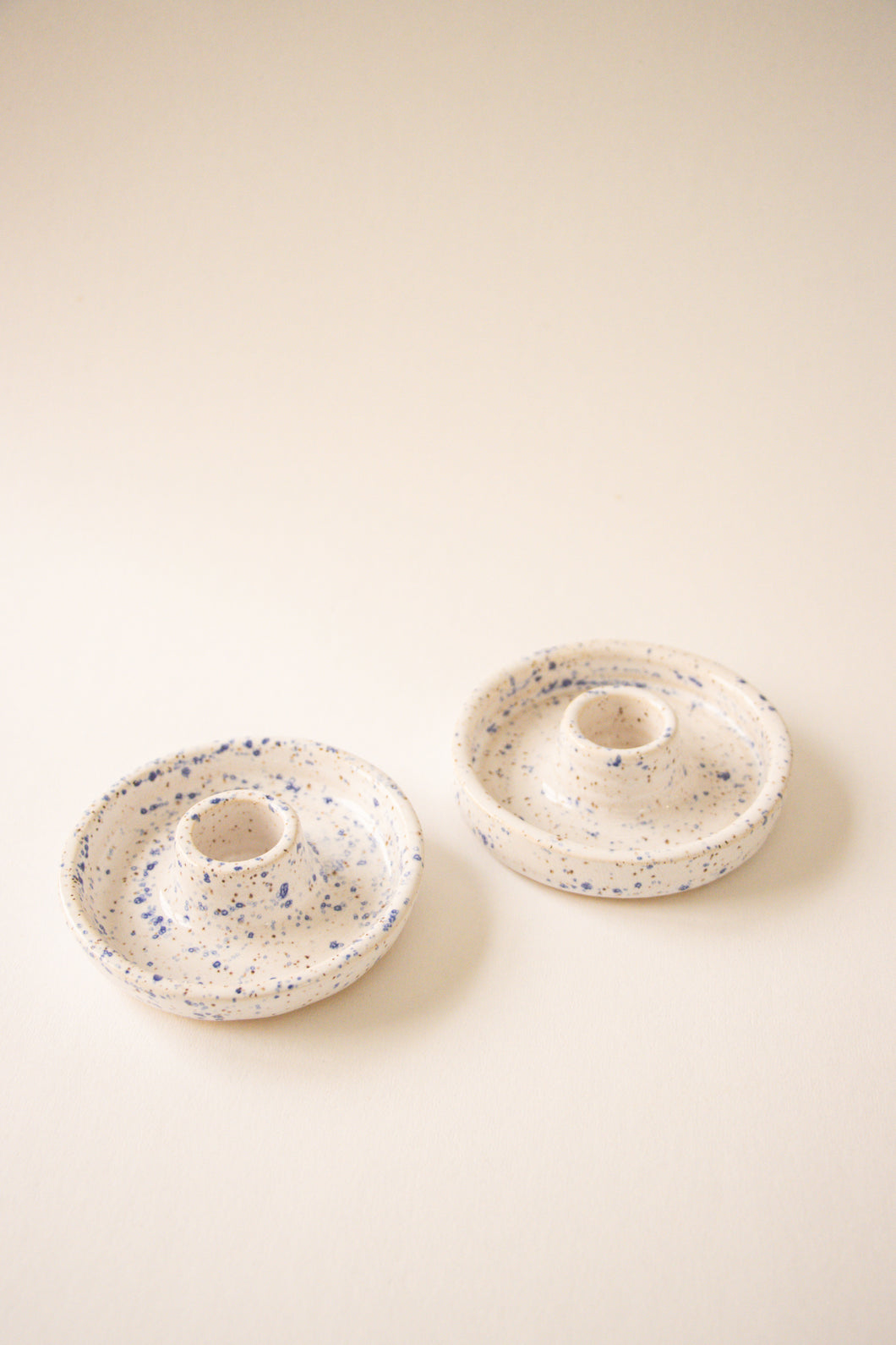 Blue Speckled Candle Holder