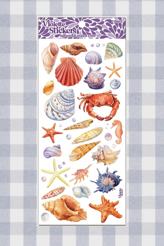 Sticker Sheet - Seashells and Crab