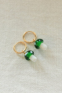 Gold hoops with green shrooms