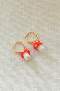 Gold Hoops with Red Shrooms