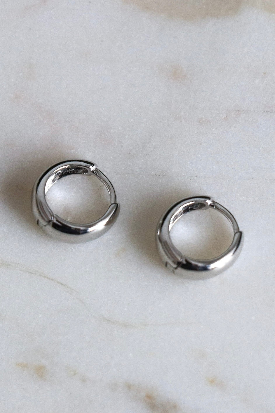 Silver Huggie Hoop Earrings