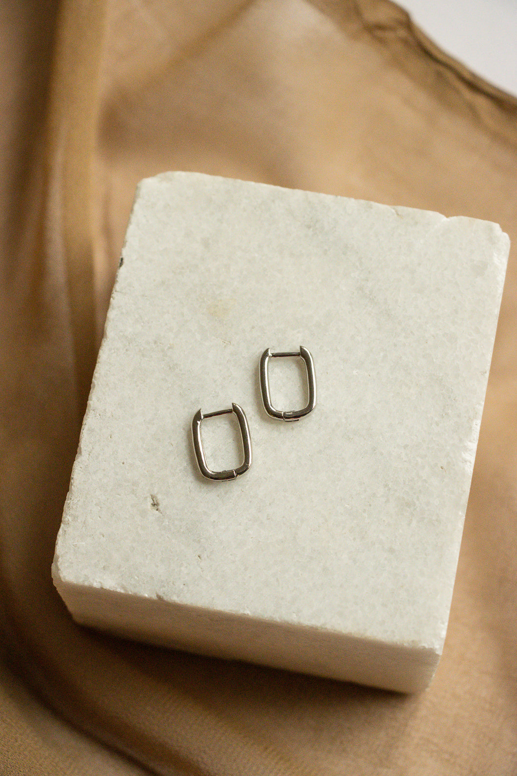 Silver Square Hoops