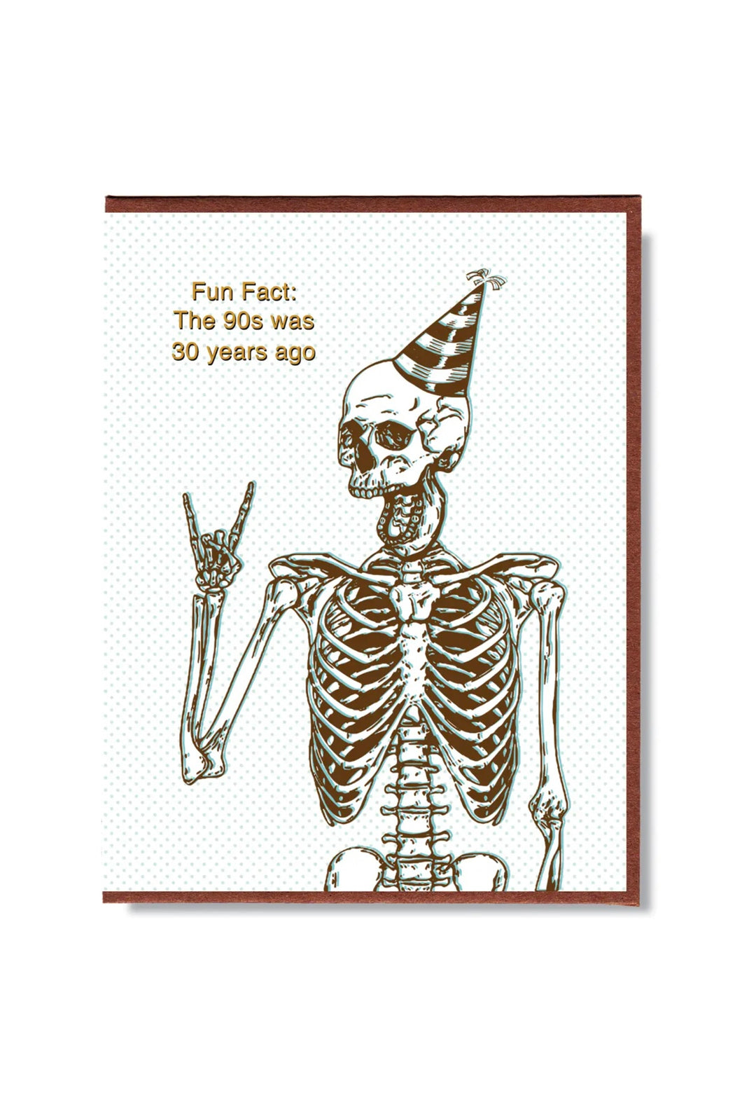 Skeleton in birthday hat 'The 90s was 30 years ago' card
